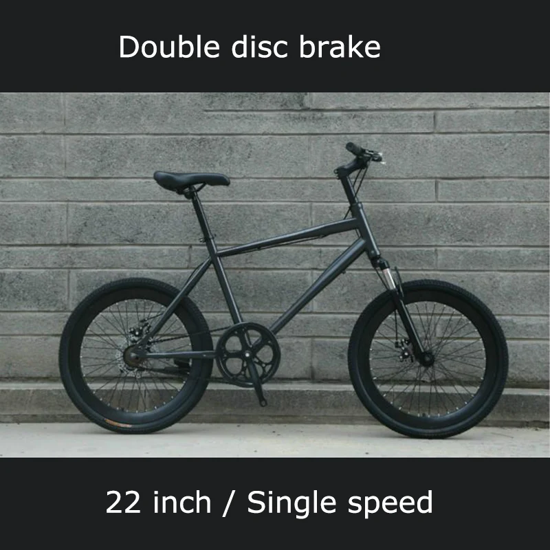 22 inch Fixie Bike Fixed Gear Bike Wheel City Bike Double Disc Brake High Carbon Steel Frame Single Speed Bicycle Racing Bike