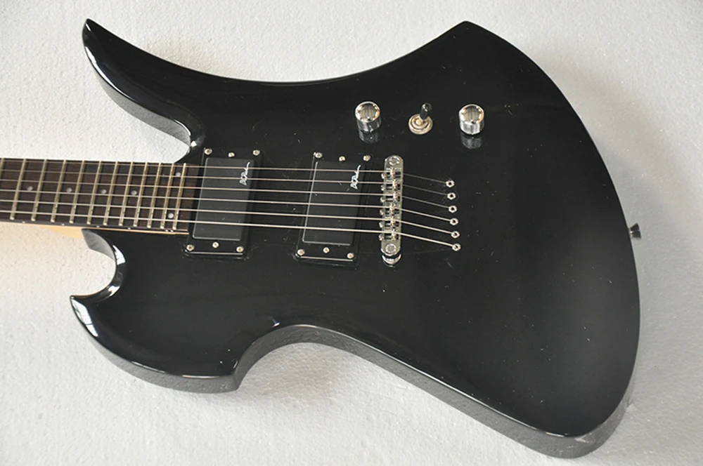 Black/Red String-thru-body Electric Guitar with Rosewood Fretboard,24 Frets,Customized Logo/Color Available