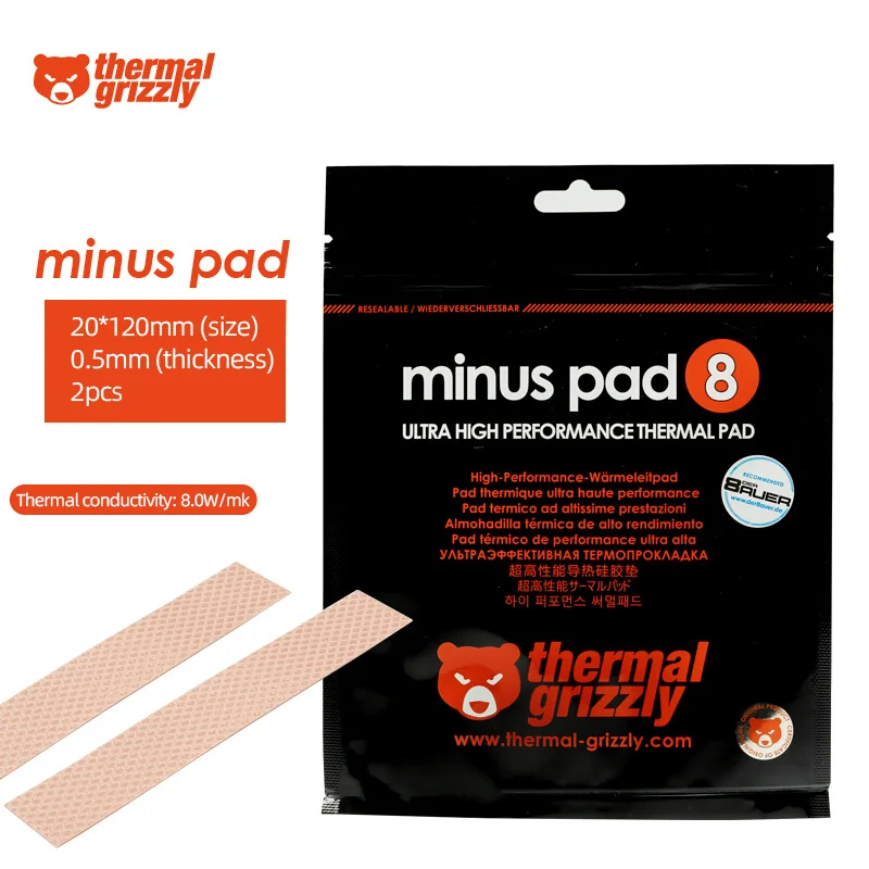 Thermische Grizzly Minus Pad 8 Cpu Gpu Thermal Pad 8.0W/Mk Warmtegeleiding Koellichaam Koeling Siliconen Pad grafische Koeler Warmte Pad