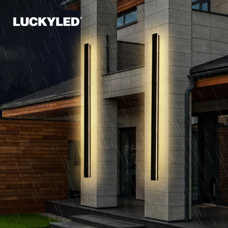 LUCKYLED Modern Led Wall Light AC85-265V Waterproof IP65 Outdoor Lighting Garden Porch Long Wall Lamp Indoor Decoration Sconce