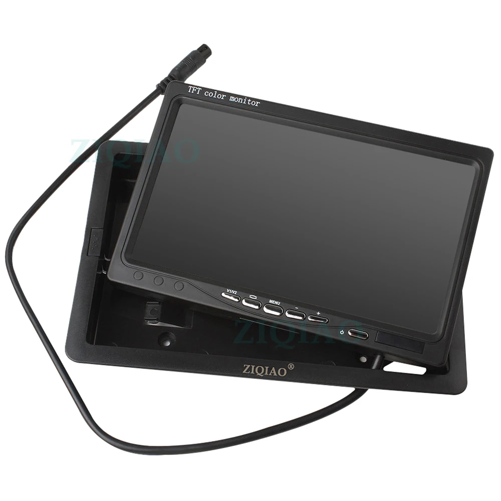 ZIQIAO 7 Inch LCD Truck Bus Harvester Monitor 2-Way Video Input 4PIN AV Interface Optional P06