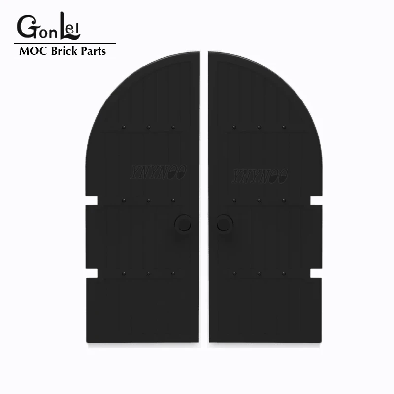 2PCS Windows and Doors Series Parts Door 1x5x10 Curved Top with 1/4 Circle Top Frames Windows Walls 2400 MOC Building Block Toys