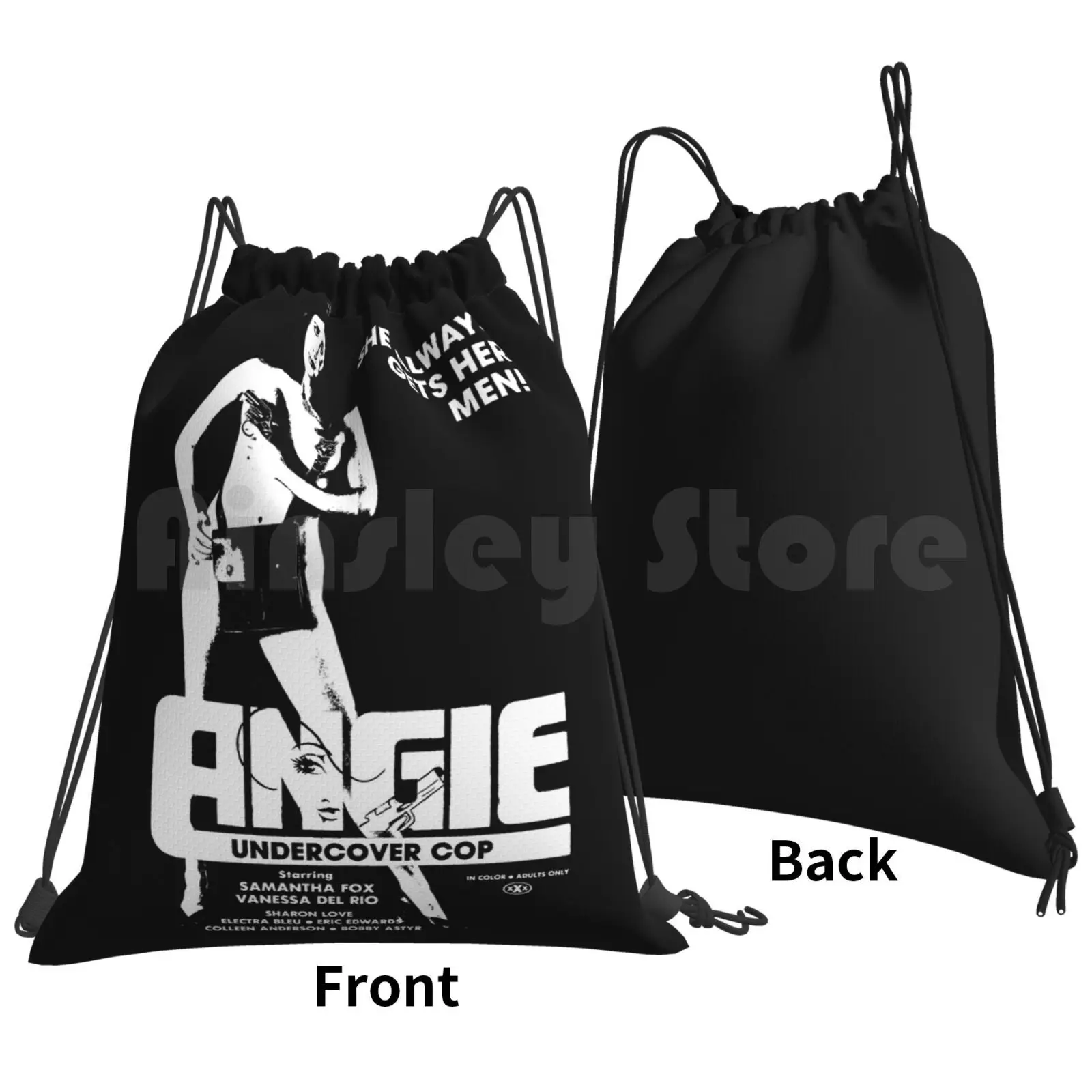 Angie Undercover Cop Backpack Drawstring Bags Gym Bag Waterproof Vintage Retro Vintage Movies Exploitation Exploitation