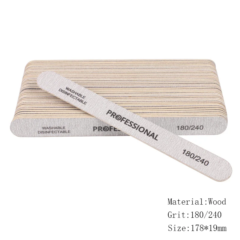 50 Stuks Professionele Nagelvijl 80/100/180/240 Grijs Manicure Buffer Blok Mix Stijl Nagelvijl Pedicure Schuren nagelsalon Gereedschap