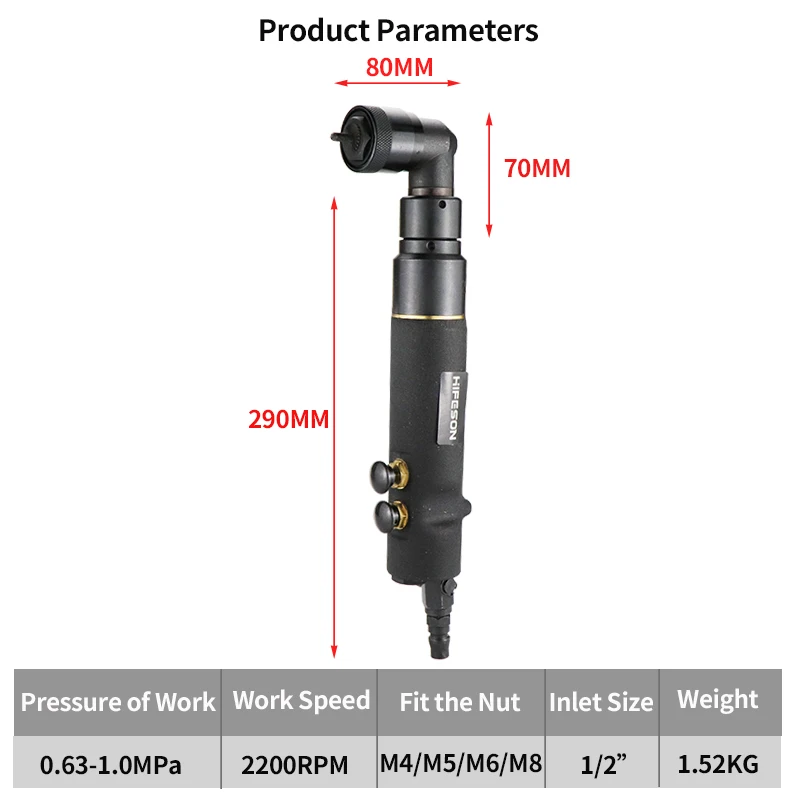 HIFESON pneumatico 90 gradi rivetto dado pistola inserto filettato Pull Setter rivettatrici dadi rivettatrice strumento Rivnut per M4 M5 M6 M8 M10