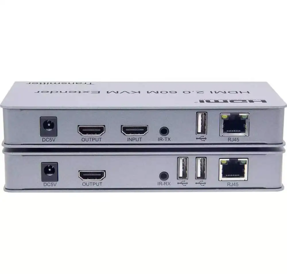 Extensor kvm de 60m, 4k, 60hz, hdmi 2.0, cabo de rede rj45, suporte para saída de tv com toque