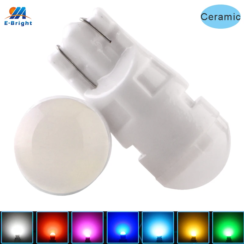 100PCS Car Replacement Bulbs T10 W5W Ceramic Frosted Lens 2835 LED License Plate Lights 12V DC 3 SMD 194 168 White RGB Green