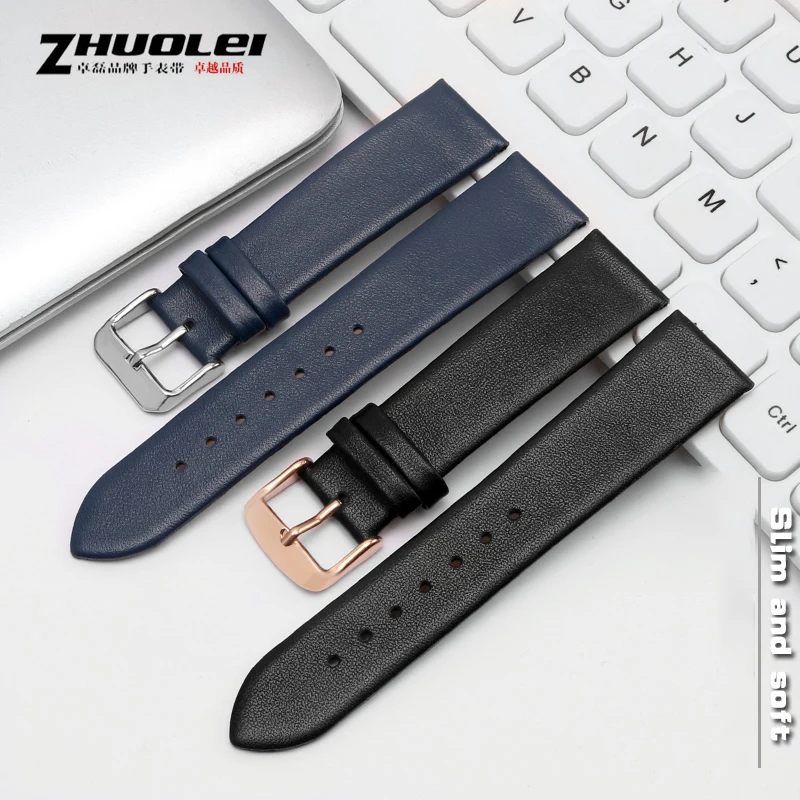 Ultra-thin soft genuine leather watchband for brand watches band 12 14 15 16 17 18 19 20mm watch strap