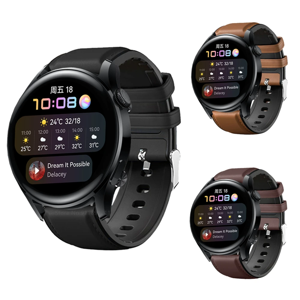 Cinturino in pelle in Silicone 22mm per Huawei Watch 3 3 Pro cinturino cinturino per Huawei Watch GT 3 46mm GT 2 Pro cinturino Correa