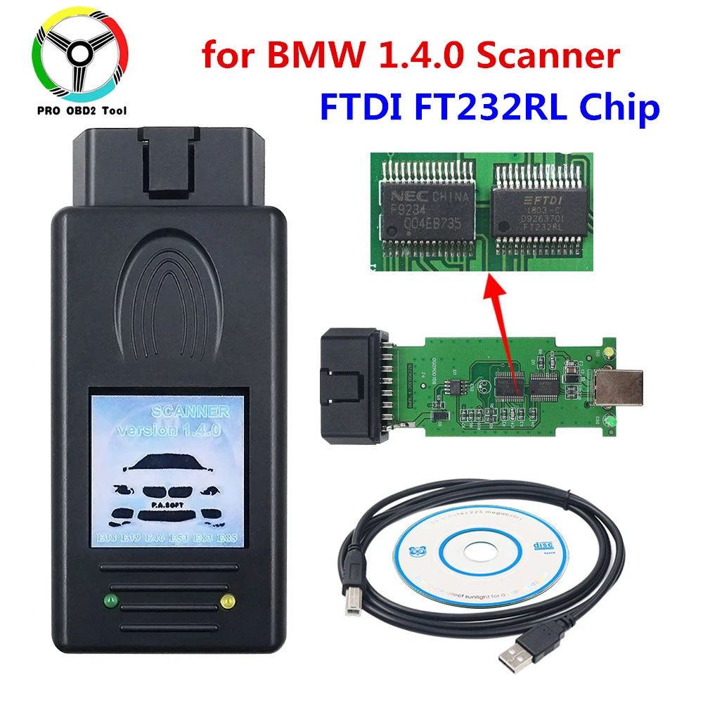 أداة تشخيص أعطال السيارات متعددة الوظائف ، جودة ماسح BMW 1.4.0 ، قارئ رموز OBD2 ، USB #1