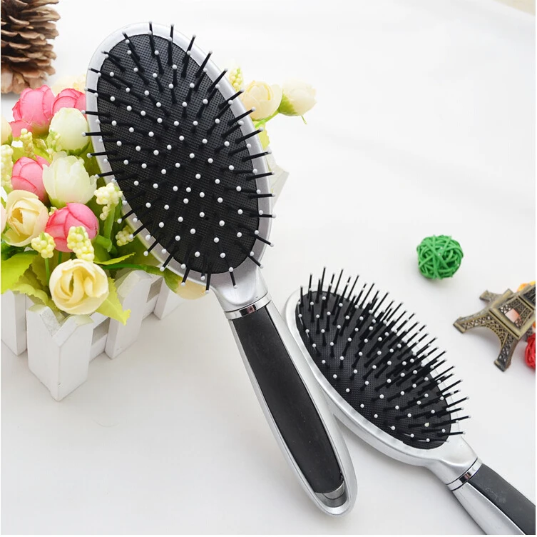 

Free shipping 15 pieces/lot black and sliver Paddle brush Hair Loss Massage Brush Air cushion comb