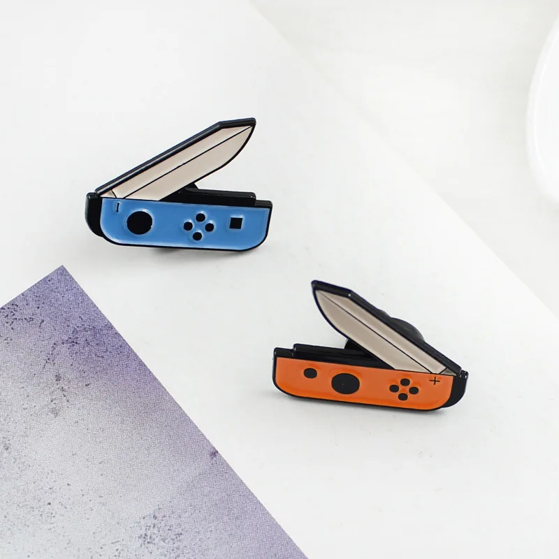 New blue orange color scissors button life supplies metal simple design creative knife enamel pin shirt jewelry brooch