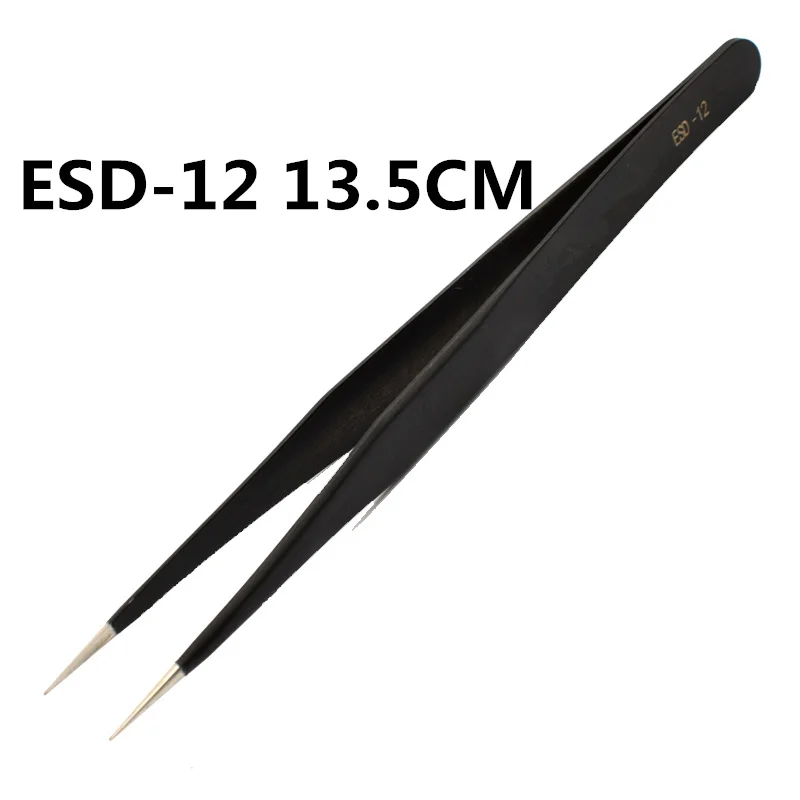 طقم ملقط مقاوم للصدأ مضاد للساكنة ، ملقط صناعي ، أدوات إصلاح الهاتف المحمول ، ملقط دقيق من ESD ، es10 إلى ESD15 ، #4