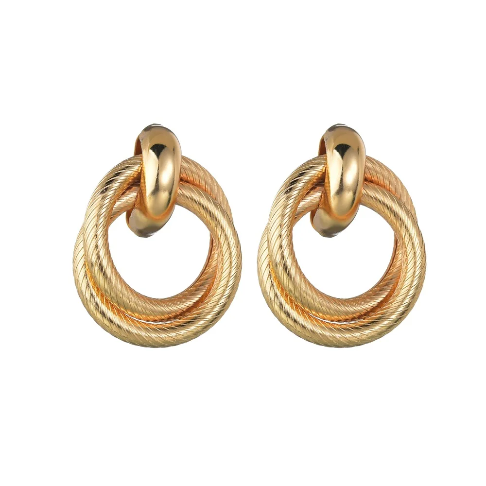 Bohemia Round Gold Dangle Earrings for Women Fashion Jewelry Party Wedding Pendientes Accessory Mujer Korean Earrings Wholesale