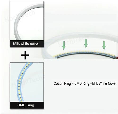 Imagen 2 del producto Kit de ojos de Ángel de algodón con luz circular blanca, 60mm, 72mm, 80mm, 85mm, 90mm, 95mm, 126mm, 140mm, 131mm, 146mm, 158mm, para BMW E46 E36 E38 E39 E90