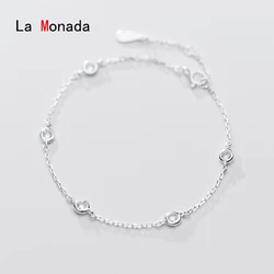 La Monada Black White Blue Red Bead Bracelets For Women 925 Sterling Silver Bracelet Trendy Fashion Jewelry Womens Accessories