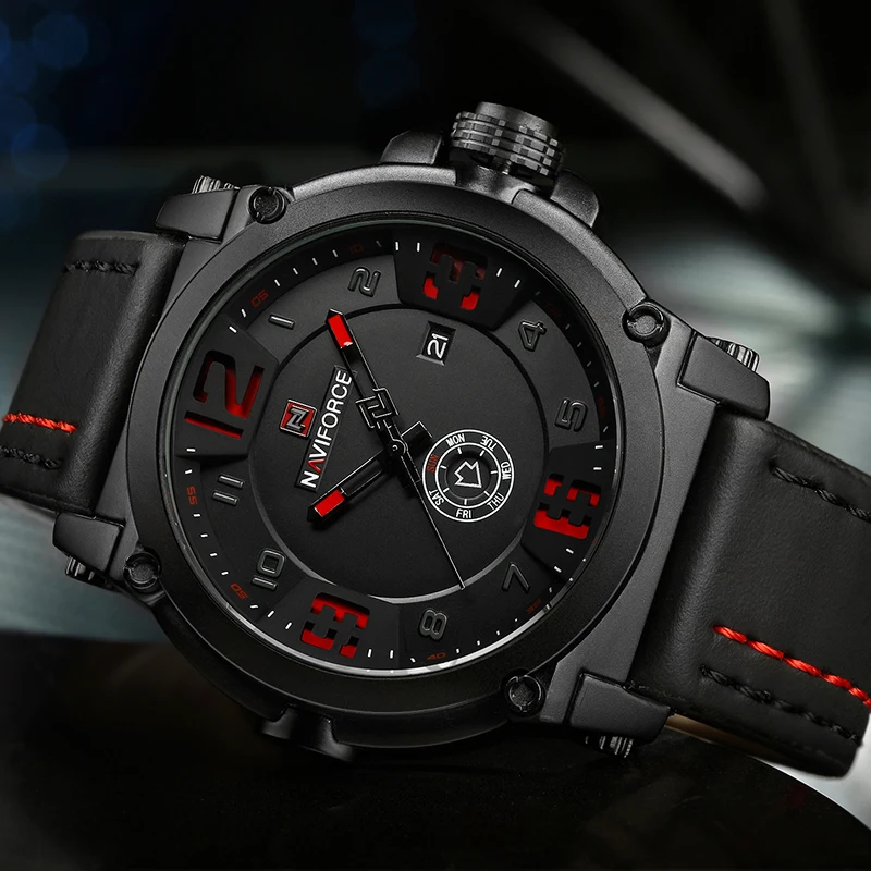 NAVIFORCE Military Sport Watches for Men Original Waterproof Day and Date Display Wristwatches Leathser Clocks Relogio Masculino