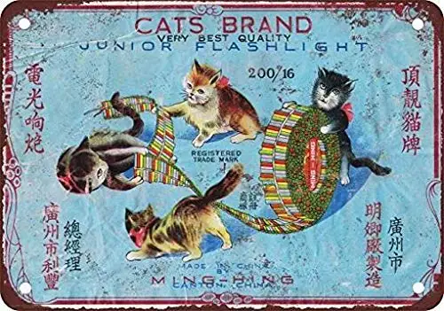 12x16 Metal Tin Sign Cats Brand Firecrackers Funny Signs Bar Pub Decor Retro Decor Wall Decor Art