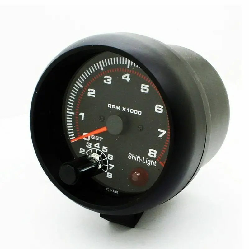 Universal for Auto Gasoline Car, 0-8000 RPM 3.75 inch 12V White LED Backlit Tachometer Gauge with Red Shift Light Accessories