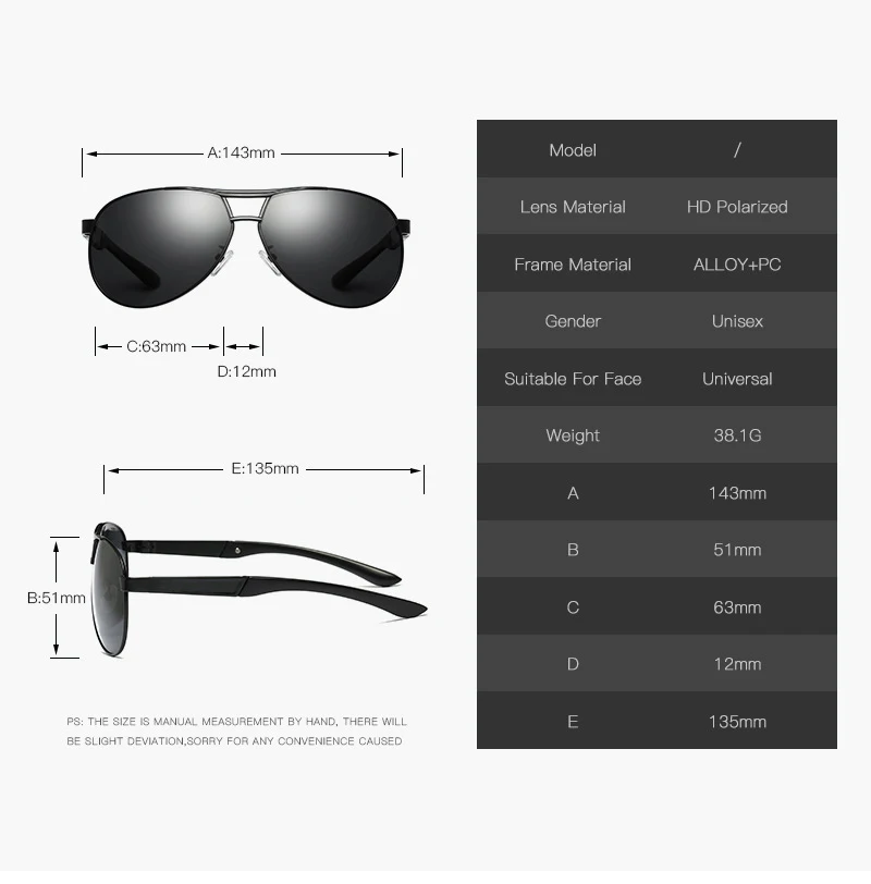 Classic Polarized Sunglasses Men Brand Designer Vintage Driving Pilot Sunglass Man Eyewear Sun Glasses UV400 Oculos De Sol