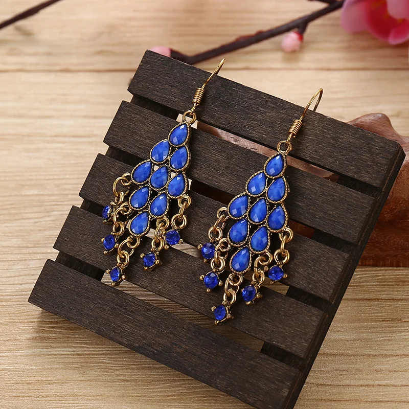 Retro Geometric Ladies Earrings Summer Boho Jewelry Women\'s Vintage Corful Beaded Tassel Earrings Bijoux