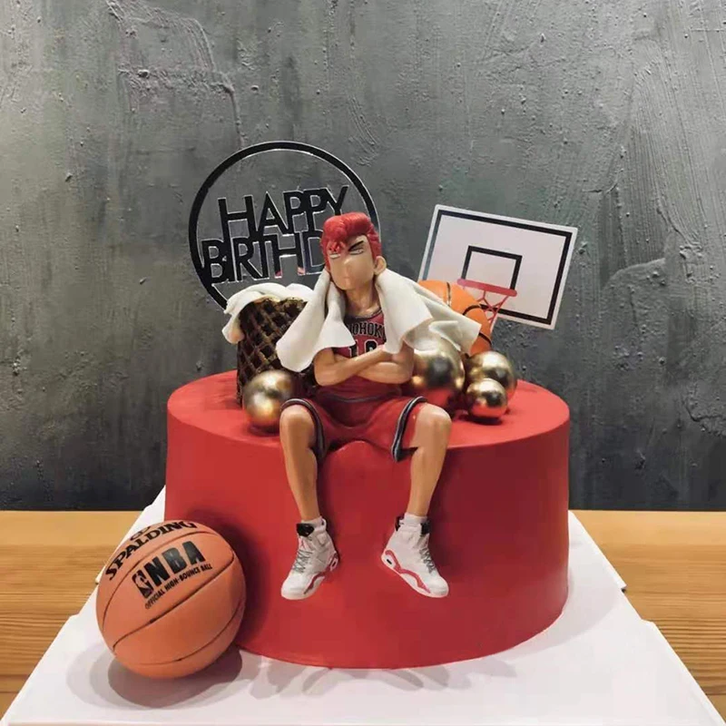 Tema Basket Selamat Ulang Tahun Cupcake Puncak Lucu Olahraga Penggemar Kue Puncak untuk Pesta Ulang Tahun Anak Laki-laki Kue Dekorasi Hadiah