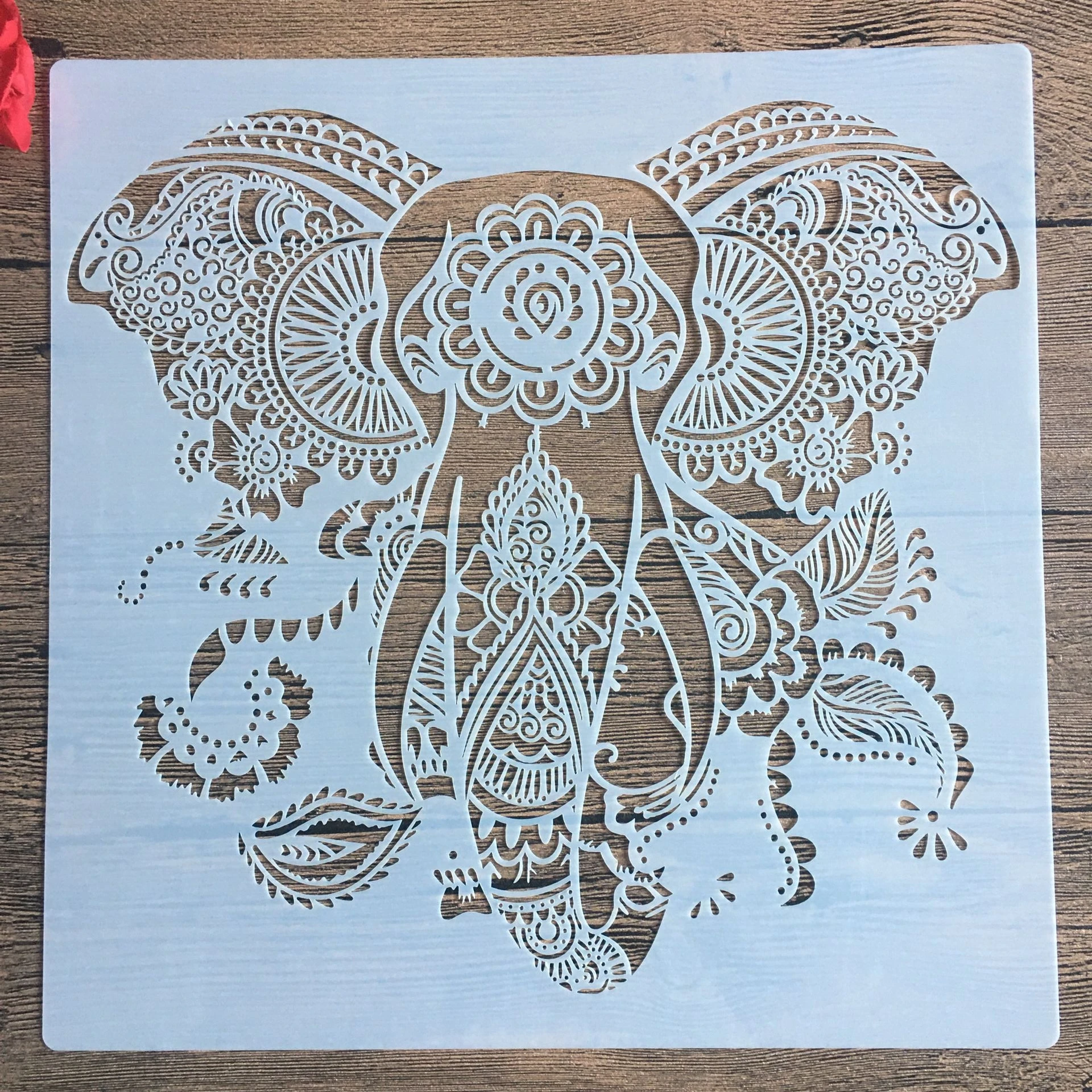 30*30cm tamanho diy artesanato animal elefante molde para pintura estênceis carimbado álbum de fotos cartão de papel em relevo em madeira, tecido, parede