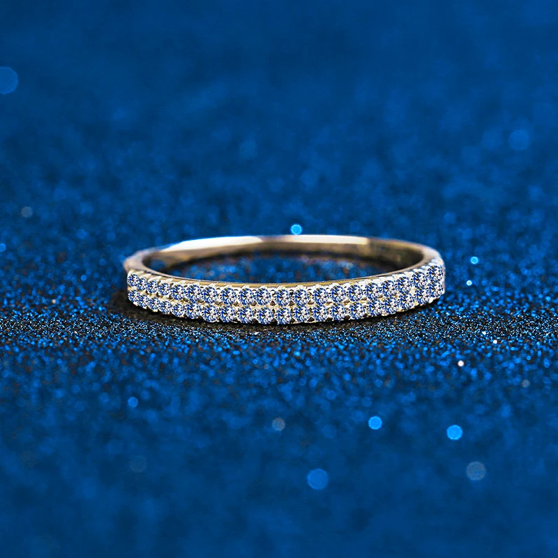 0.23ct Moissanite Half Eternity Ring Sterling Silver Stackable Engagement Ring Small Sparckly Moissanites Diamond Wedding Bands