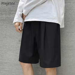 Calções casuais masculinos com cordão macio verão respirável correndo na altura do joelho calças oversize sólido baggy bolso-calças hombre