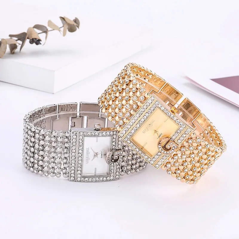 Relojes de lujo con diamantes de marca para mujer, relojes de pulsera de cuarzo con diamantes, de acero inoxidable, 2020