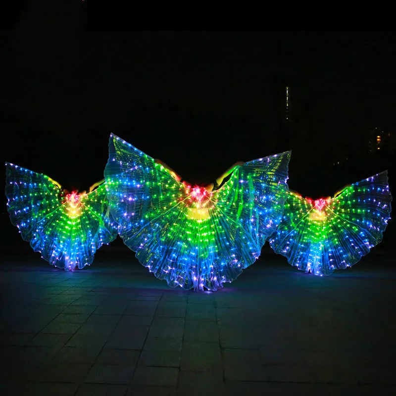 Ruoru Belly Dance Led Isis Wings with Remote Control Bellydance Carnaval Costume Egypt Angle Wings Costume Adult Wings Stick