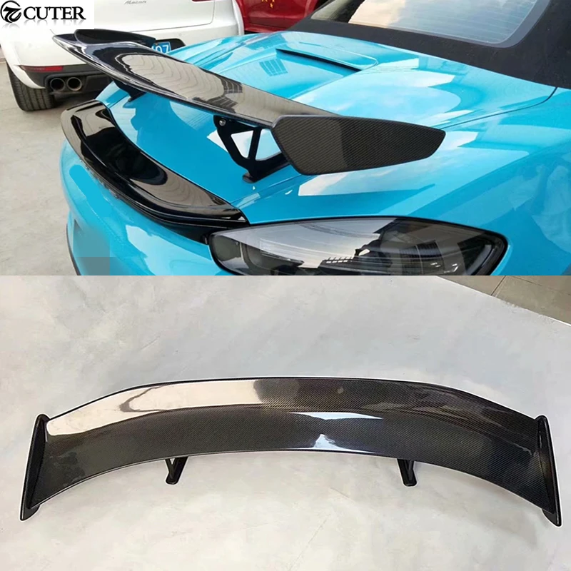 

718 Cayman boxster Carbon Fiber Rear Spoiler Frp Unpainted Rear Wing for Porsche 718