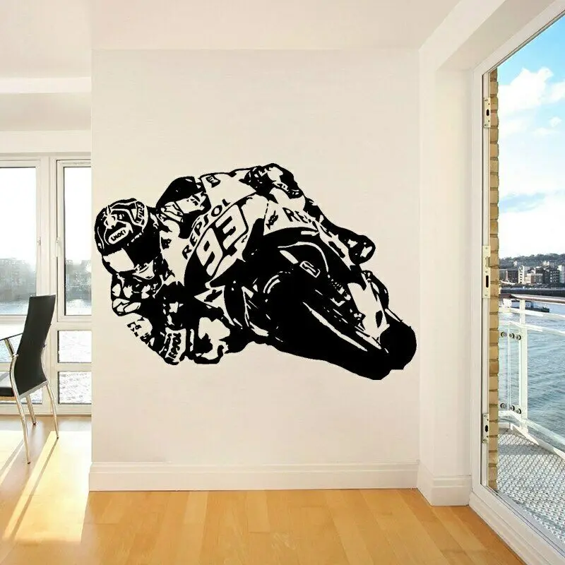 large Cool Motorcycle Wall Stickers Vinyl Motorcycle Racer Motorcyclist Wall Decal for Home Bedroom Decoration Accessories C909