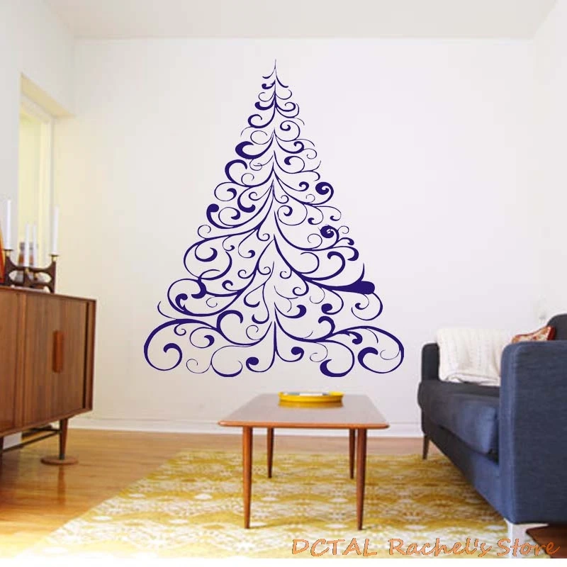 Mini Christmas Tree Modern Silhouette Wall Decal Vinyl Decor Home Decoration Room Stickers