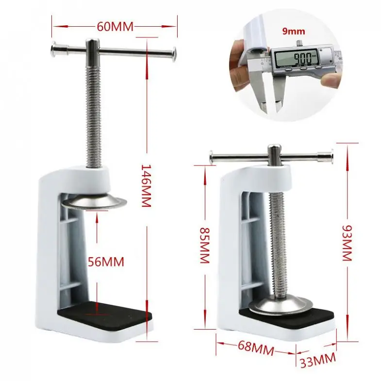 Lampada da scrivania regolabile in lega di alluminio Clip di supporto per morsetto a Base fissa con braccio oscillante in acciaio inossidabile per