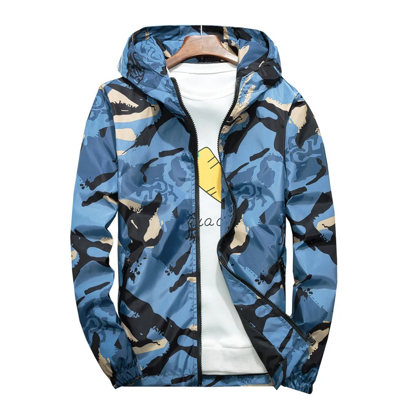 Spring Autumn Men\'s Bomber Jackets Casual Man Camo Military Hooded Coats Male Outwear Windbreaker Zipper Jackets Brand Clothing