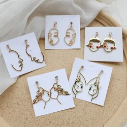 Simple Abstract Face Dangle Earrings for Women Fashion Crystal Figure Line Portrait Pendant Earrings Female Gifts