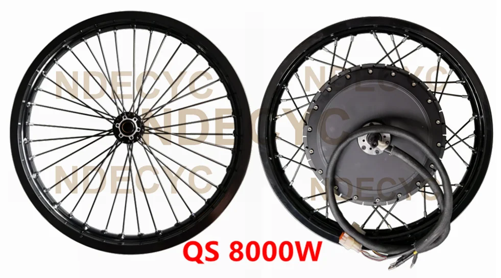 

QS v3 273 Motorcycle 17'' 18" 19" 21'' 72v 8000W Electric Bike Rear hub Motor wheel with Matching Front wheel Black