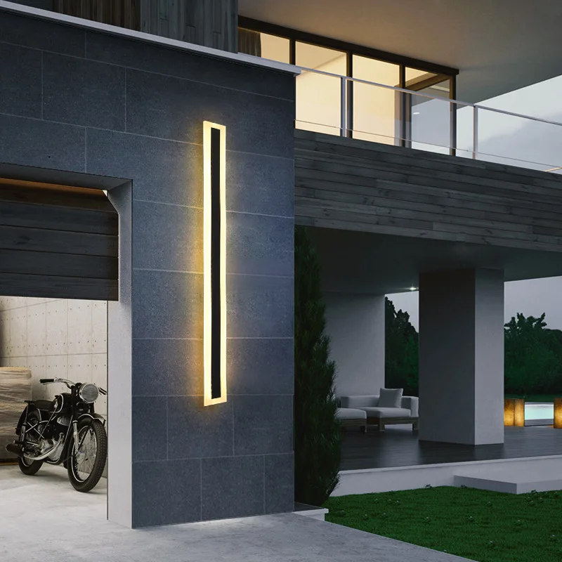 Modern LED Waterproof IP65 outdoor Long wall lamp villa  Wall Light Garden porch Sconce Light 110V 220V Black Sconce Luminaire