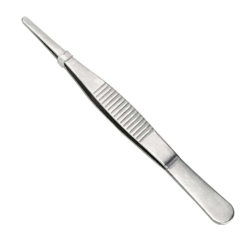 Stainless Steel Toothed Tweezer Long Barbecue Food Tong Straight Tweezer Home Medical Garden Kitchen BBQ Tool