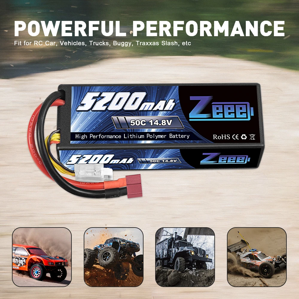 Zeee 4S Lipo Battery 14.8V 50C 5200mAh Hardcase with T Plug for RC Car Truck Crawler Monster Car Boat RC Helicopter Hobby Parts