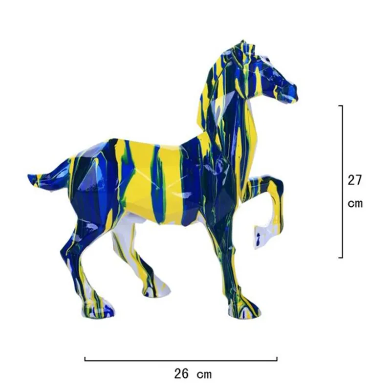 

HORSE ELEPHANT MASCOT PAINTING GEOMETRIC STATUE RESIN ANIMAL ART&CRAFT HOME DECORATION FOR LIVING ROOM L3309
