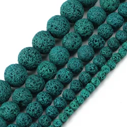 4/6/8/10/12MM Green Lava Natural Stone Volcanic Rock Round Spacers Loose Beads Ball For Jewelry Making Bracelet DIY Accessories