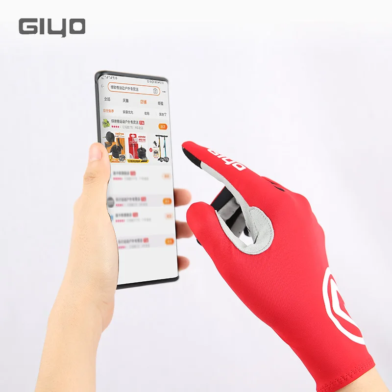 Giyo Gloves Cycling Full Finger Gloves Anti-slip Long Finger MTB Glove Bicycle Lycra Fabric Mittens Road Bike Cycling Equipment