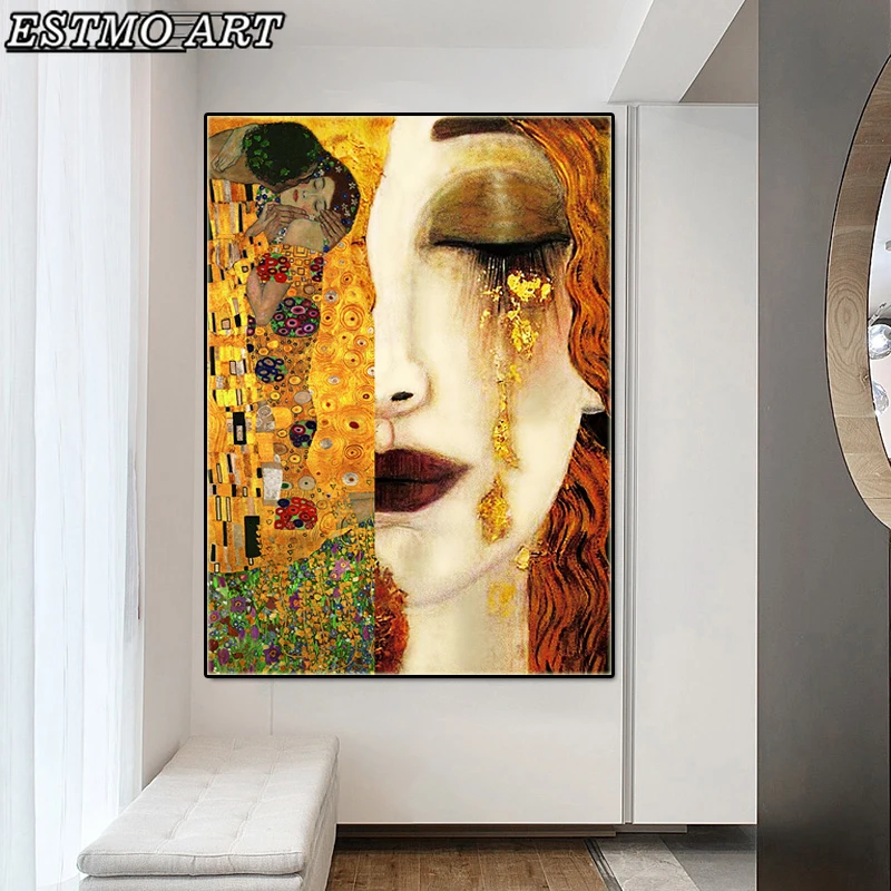 

Gustav Klimt Creativity Kiss Tear Classical Canvas Painting Abstract Gold Poster Wall Picture Home Decoration Paintings Prints