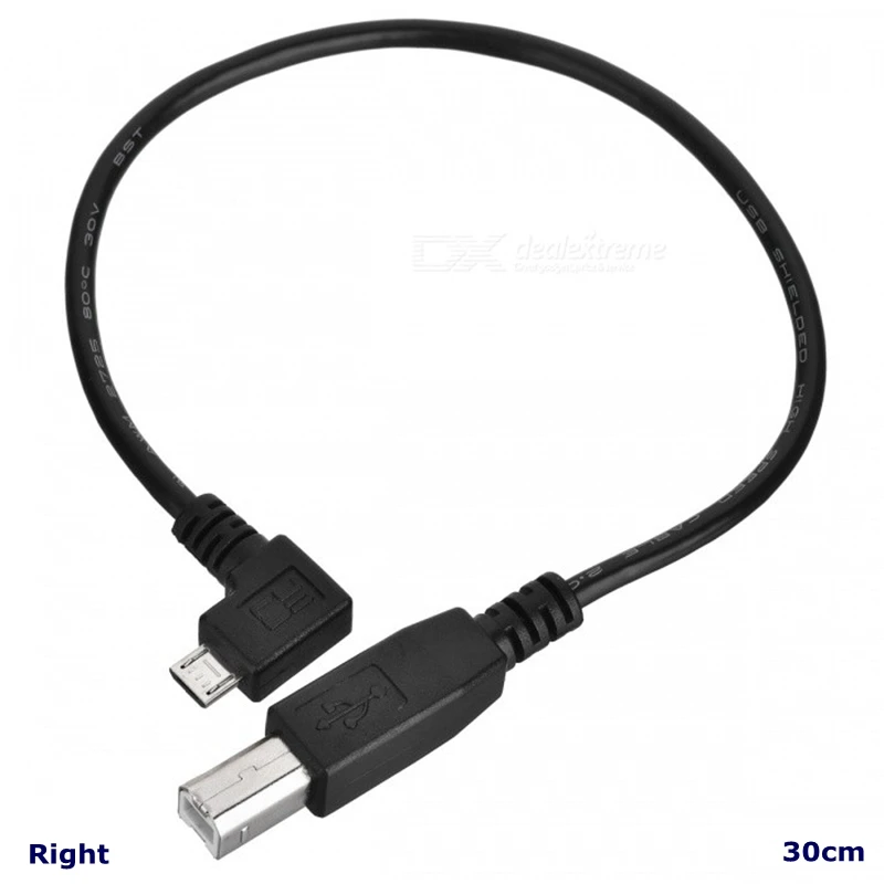 Micro USB 90 Degree Male to USB Type B Male Data OTG Cable Connector for Mobile Flatbed Printer Scanner Midi Controller