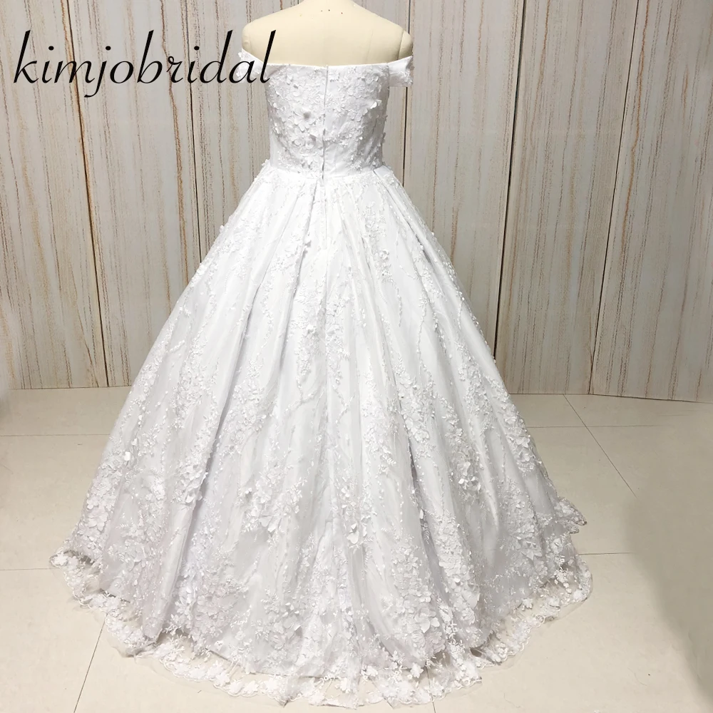 Blumen hochzeit kleider 2020 ballkleid weg von der schulter spitze appliques bodenlangen brautkleider vestidos de noiva