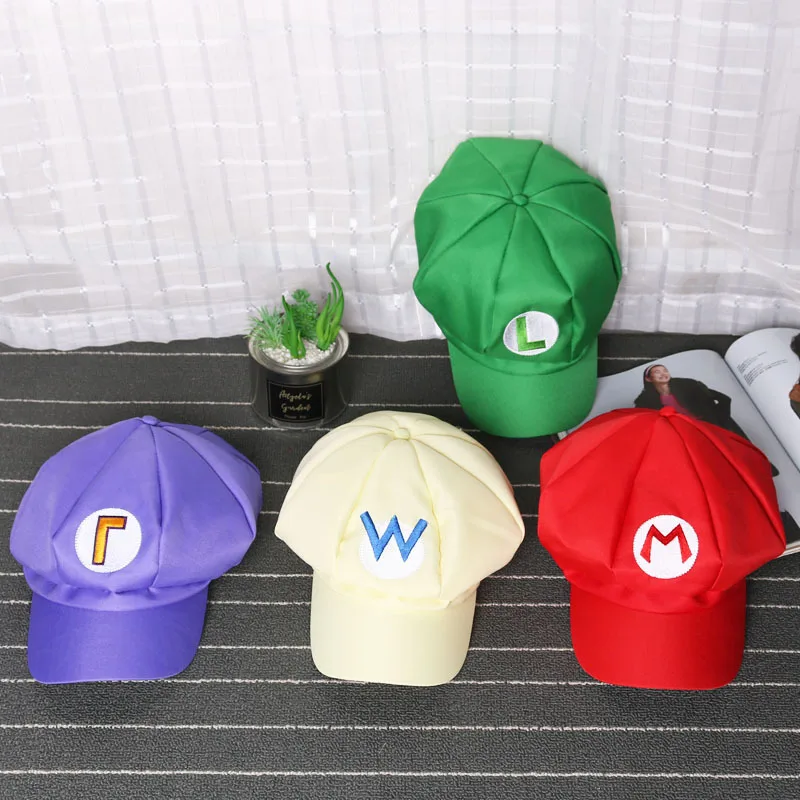 Anime super chapéu boné luigi bros carta impresso cosplay dos desenhos animados traje de beisebol para adultos chapéus waluigi wario odyssey cappy 3d chapéu