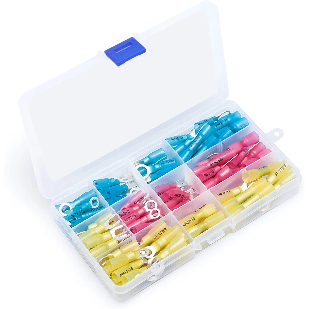 IWISS ICP-125 Mini Crimping Plier 0.5-6mm²(AWG22-10) Wire Crimper Tool 120pcs Heat Shrink Connectors Kit Repair tool Set