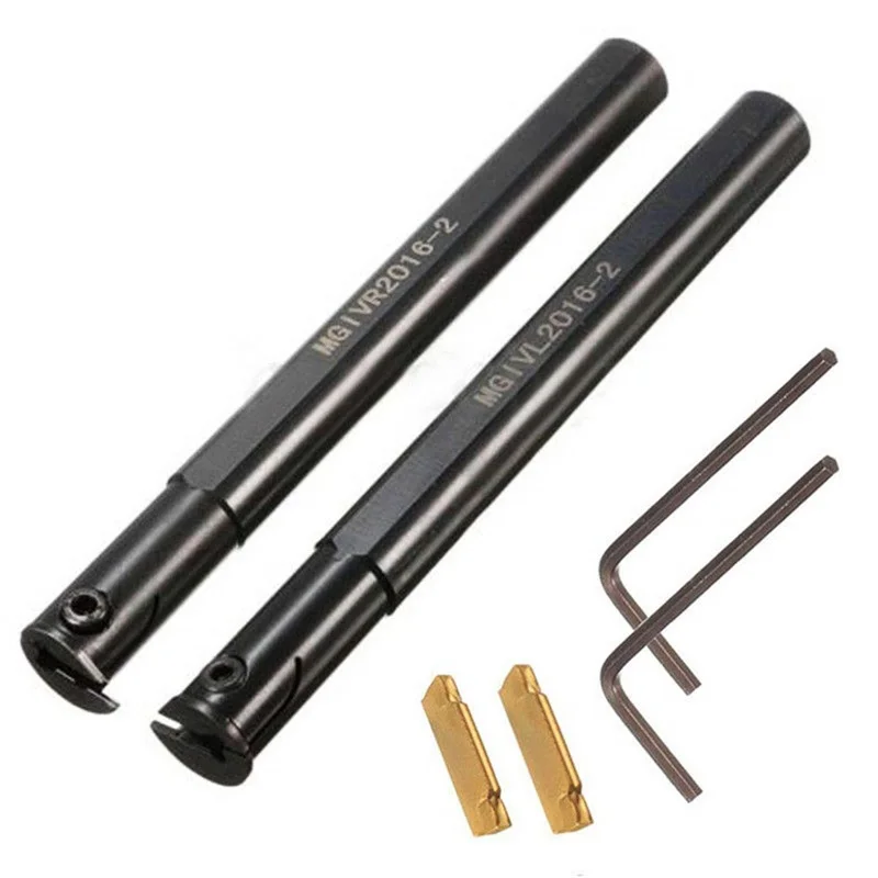 2PCS 5/8 "MGIVR2016-2 MGIVL2016-2 เครื่องกลึงโลหะบาร์เซาะร่องตัดเครื่องมือ 2PCS MGMN200-G NC3020 ใส่